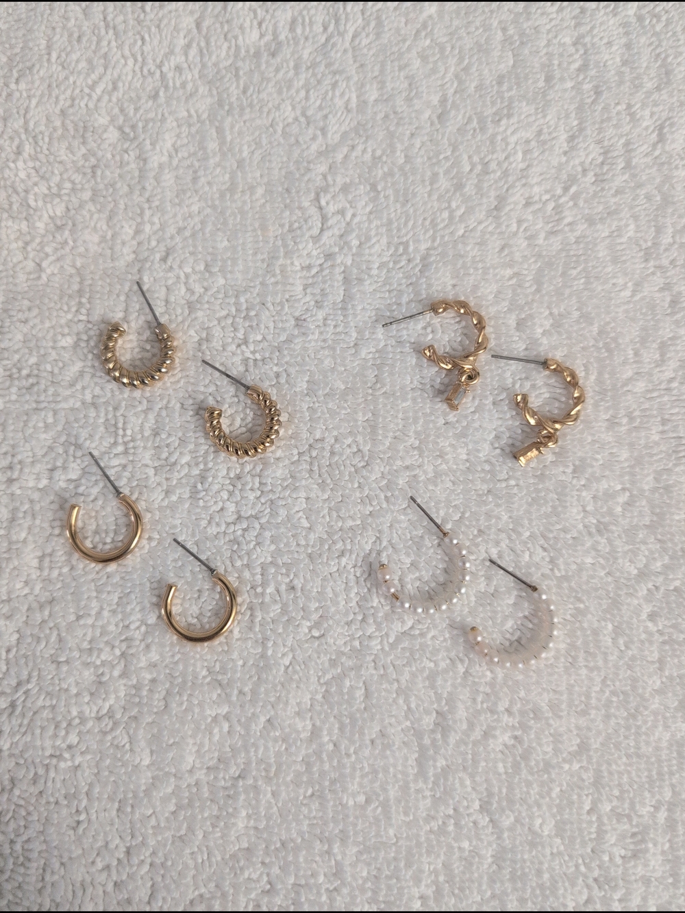 H&M Gold and Pearl Hoop Earring Set - Women Jewelry